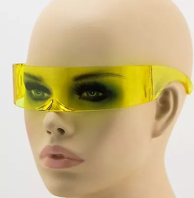 $9.95 • Buy Alien Outter Space Robot Warp Around Futuristic Cyclops SHIELD SUNGLASSES Yellow