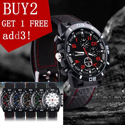 Watches Automatic Slim Quartz Sport Men's Wristwatch Silicone Chronograph Straps • £3.71