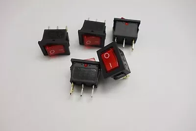 5Pcs RED Light Illuminated Rectangle 2 Position Rocker Switch 3 Pin 220V KCD1 • $2.25