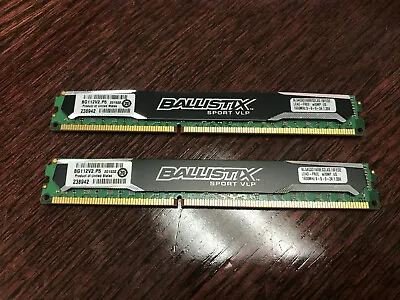 BALLISTIX SPORT VLP 8GB 4GBx2 1600MHZ DDR3 BLS4G3D1609ES2LX0.16FKR DIMM 1.35V • $37.95