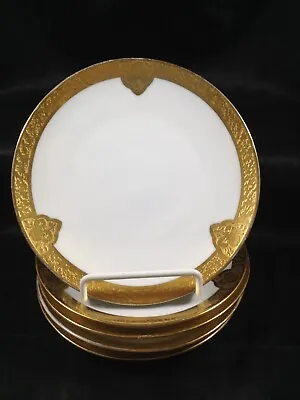 Vintage Julius H. Brauer Hand Painted Gold Trim Clover 6” Bread Plates Set Of 5 • $61.20