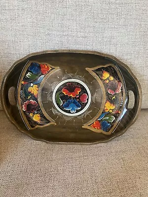 Vintage Hand Painted Wooden Cocktail Serving Tray / Platter • $20