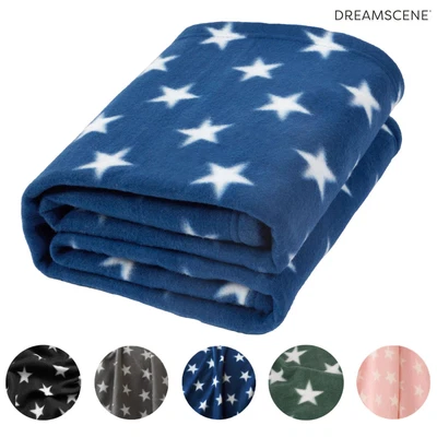£6.99 • Buy Dreamscene Stars Throw Over Bed Warm Soft Blanket Sofa Winter Fleece, Grey Navy