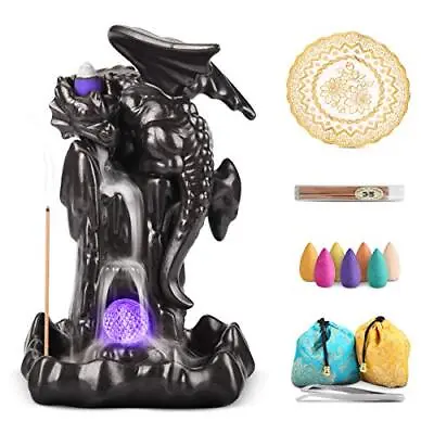 $26.81 • Buy Ceramic Dragon Backflow Incense Holder Waterfall Incense Burner, Smoke Incens...