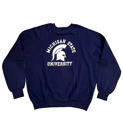 Vtg Michigan State University Sweatshirt MSU Crew Neck Pullover Logo Made USA XL • $69.99