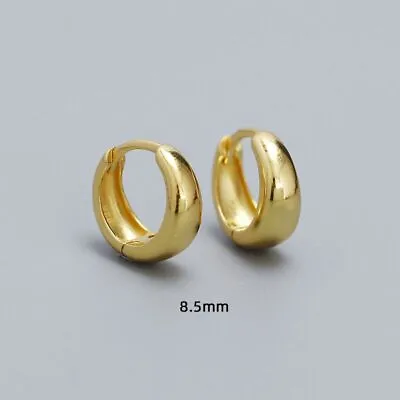 8.5/10/12mm Real S925 Sterling Silver Solid Oval Thick Hoop Huggie Clip Earring • $16.98