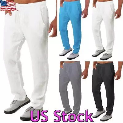 $21.49 • Buy Summer Men's Casual Cotton Linen Baggy Harem Pants Beach Yoga Hippy Trousers US