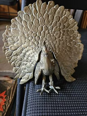 Vintage Brass Peacock Figurine Statue 9 X 9 Inch Approx. • $20