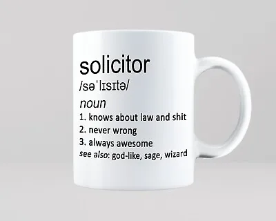 Solicitor Mug Coffee Tea Cup Lawyer Legal Firm Court Funny Gift Idea Work Job • £9.95