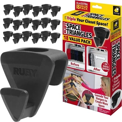 $9 • Buy Ruby Space Triangles As-Seen-On-Tv, Creates Up To 3X More Closet Hanger Hooks
