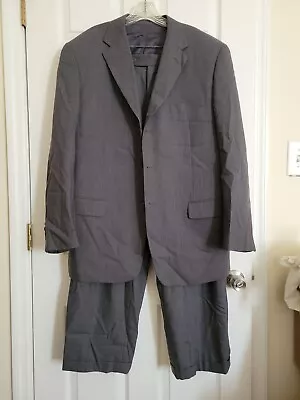 LINEA UOMO Men's Charcoal Gray 2 Piece 3 Button Suit Blazer 46R Pants 40x30 • $29.99