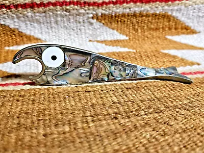 1960's MCM Mexican Abalone PARROT Fish Shaped Mexican Silver Bottle Opener • $29.99