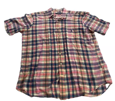 Polo Ralph Lauren Mens Indian Madras Btn Down Shirt Size XLT Plaid Untucked Fit • $19.99