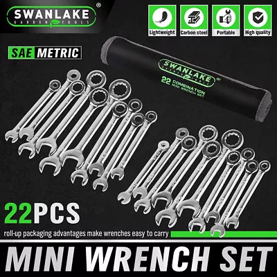 22PCS Combination Wrench Set Ignition Spanner Steel Tools Metric SAE Mini Small • $16.90