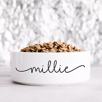 Personalised Cat Dog Food Water Bowl FANCY NAME Bowls Pet Accessories • £18.99