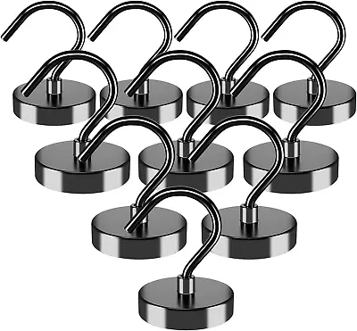 10 Pack Black Magnetic Hooks 100 Lbs+ Super Strong Magnet Hooks Magnetic Ho... • £25.80