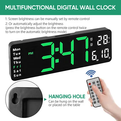 Digital Large Big Jumbo LED Wall Desk Clock Display W/ Calendar Temperature AU • $33.99