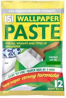 Wallpaper Paste All Purpose Strong Adhesive Hangs Up To 51020 And 30 Rolls • £2.99