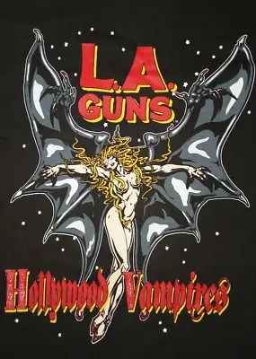 1991 Hollywood Vampires LA GUNS Tour Shirt Short Sleeve Black S-5XL LE012 • $19.94