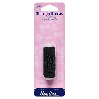 £2.25 • Buy HEMLINE BLACK Shirring Elastic Reel POLY Smocking Gathering Fabric 20m X 0.75mm