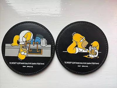 2 Vintage 1999 The SIMPSONS Homer Beer Black Mats Coasters Groening 20th Century • £5.99