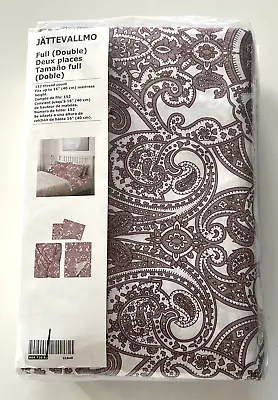 Ikea JATTEVALLMO Sheet Set Full (Double) Paisley Dark Pink White  New • $46.49