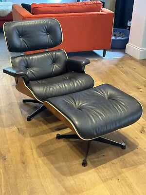 Genuine Vitra Eames Lounge Chair And Ottoman Dark Brown Leather AndRosewood 2006 • £4500