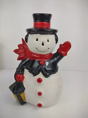 Vintage Ceramic Mold Christmas Snowman Light Hand Painted Made Red Black 9  Tall • $24.99