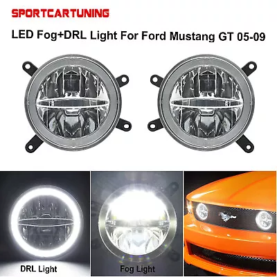 LED Halo Driving Fog DRL Lights Daytime Running Lamp For 2005-09 Ford Mustang GT • $125.63