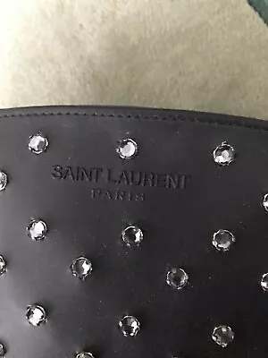  SAINT LAURENT Crystal Embedded Black Rubber Rain Boots SIZE 8 • $222