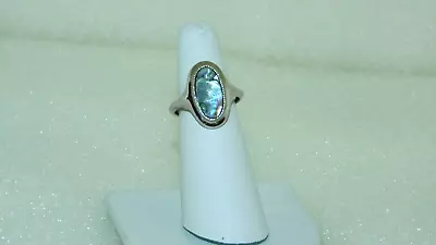 Vtg Avon Size 7 Mother Of Pearl/abalone Oval Silver Tone Ring • $1.99