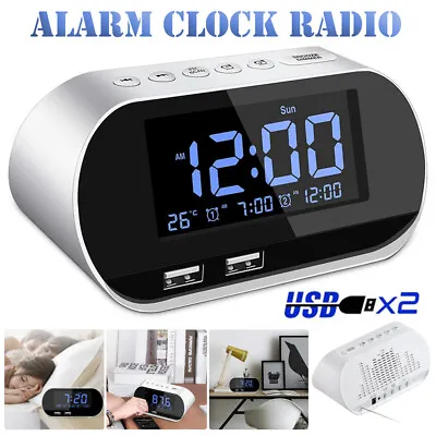 $33.99 • Buy Alarm Clock Radio FM With Sleep Timer Dual USB Port Charging Digital Display AU