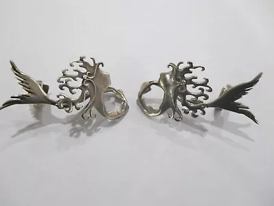 Mermaid Earrings Handmade Sterling Silver Post/cuff Unique/beautiful 16.88 Grams • $35.50