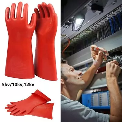 1 Pair Anti-Electricity 5/10/12kv High Voltage Electrical Insulating Gloves US • $20.59