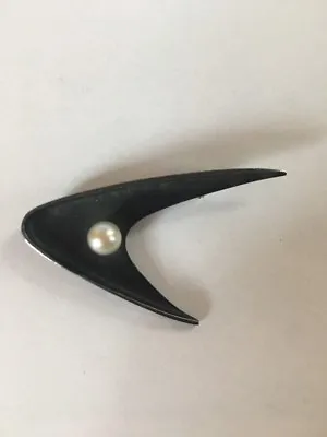 Ed Wiener Mid Century Modern Sterling Silver And Pearl Pin Brooch • $395