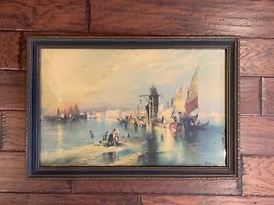 Vintage  Landscape Thomas Moran Art Print Chromolithograph Signed • $225