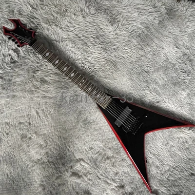$322 • Buy Solid Custom Shop V Shape Black Electric Guitar 7Strings Diamond Inlay FR Bridge