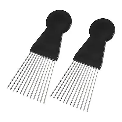 2 Pcs Metal Hair Pick Afro Comb Hairdressing Styling Tool Black 5.98“x2.60  • $7.80