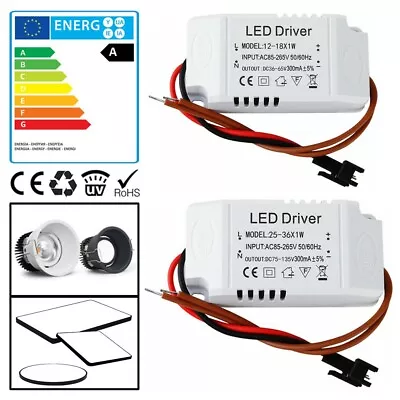 LED Driver 3W 7W 8W 12W 18W 25W 36W Power Supply Transformer 300ma DC 12V / 24V • $3.67