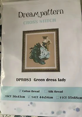 Green Dress Lady Counted Cross Stitch Kit • £21