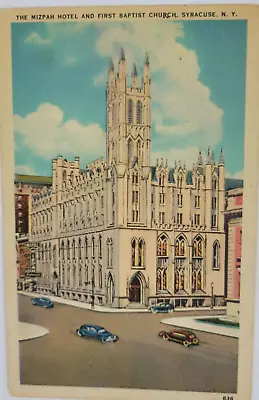 Mizpah Hotel First Baptist Church Syracuse New York Postcard Linen Addressed • $4.74