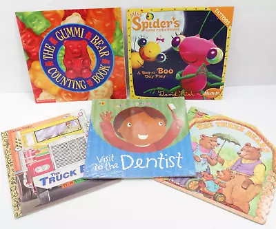 Lot Of 8 Childrens Storybooks 4 New + 4 Used School Dentist Miss Spider Counting • $11.88