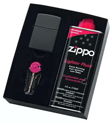 Zippo Gift Set - Lighter And Fluid - Matte Black • $64