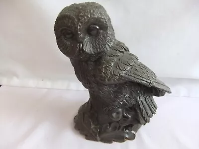 Vintage Cold Cast Bronze Owl On Tree Stump Figure 18 Cm 1228 Grams • £28