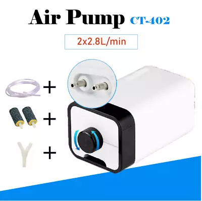 Aqua Aquarium Fish Tank Air Pump 2 Outlet Oxygen Fountain Pipes Stones AU Plug • $32.90