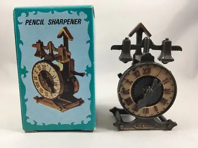 Mechanical Clock Pencil Sharpener Antique Finished Die Cast W/Box  • $9.99