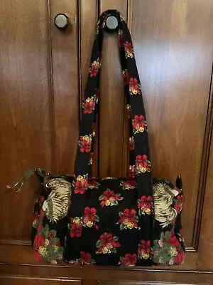 Vera Bradley DUFFLE Handbag -Hens N Holly Black Red & Green XMAS • $18.99