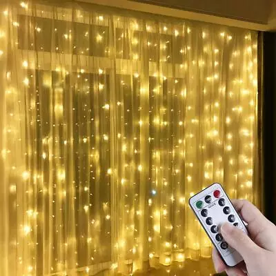 £8.99 • Buy 300/600 LED Curtain Fairy String Lights Indoor Controller Window Wedding Decor