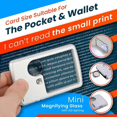 Magnifying Glass Card With Light Pocket Size Perfect Gift • $5.79