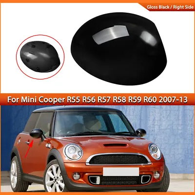 Door Mirrors Cover Caps For Mini Cooper R55 R56 R57 R58 R59 R60 Gloss Black RH • $26.12